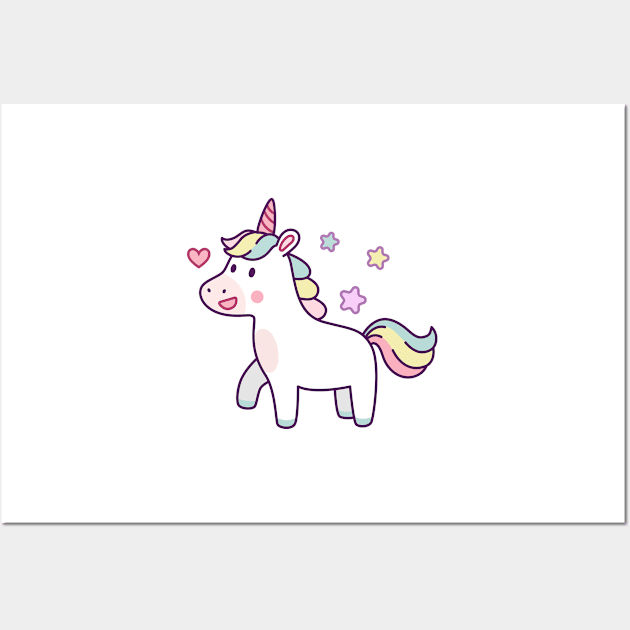 Cute Girl Unicorn Wall Art by Novelty-art